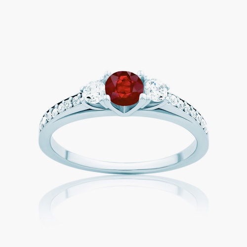 Pierścionek Red Passion: białe złoto, rubin